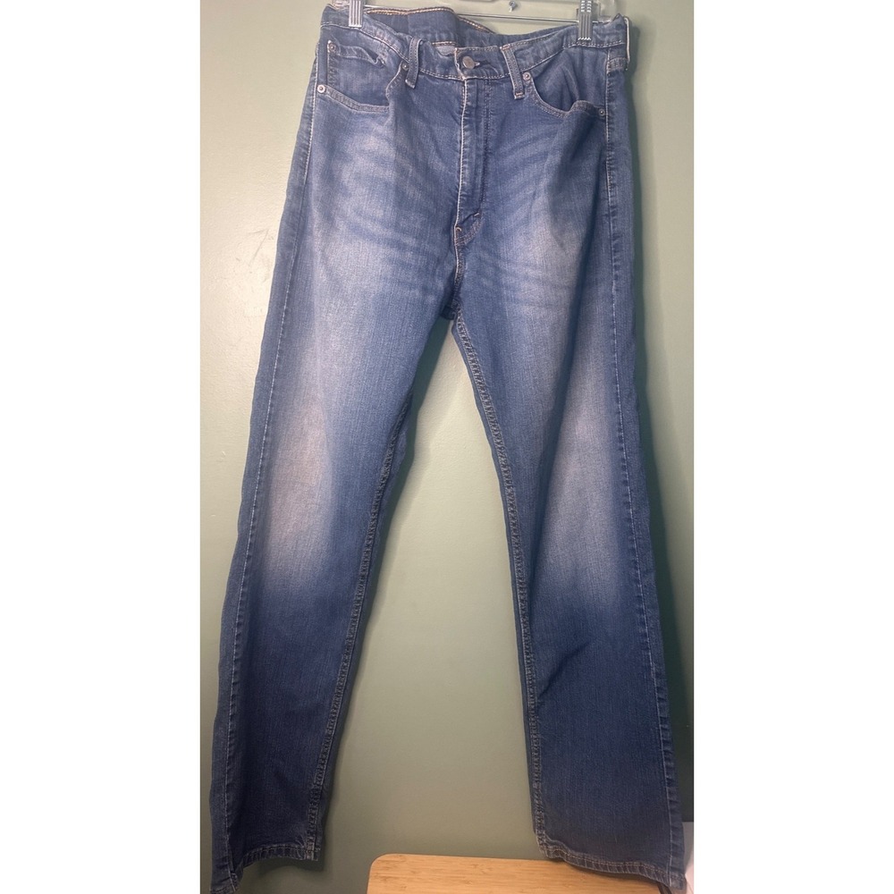 Levis 505 Regular Fit Jeans Mens 36x32 Medium Wash Blue Straight Leg Denim